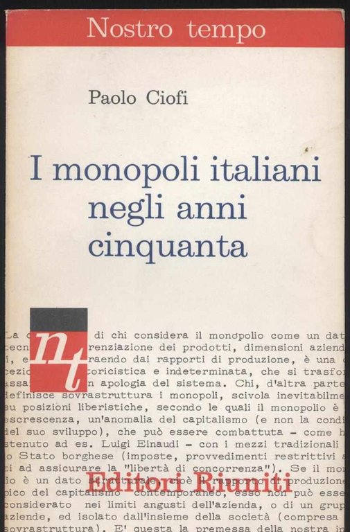 I monopoli italiani negli anni cinquanta