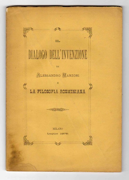 Il dialogo dell'invenzione di Alessandro Manzoni e la filosofia Rosminiana
