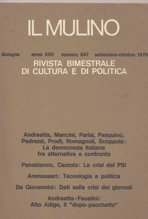 Il Mulino rivista bimestrale di cultura e politica anno XXV …