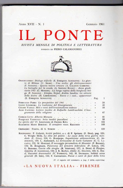 Il Ponte Rivista di dibattito politico e culturale fondata da …