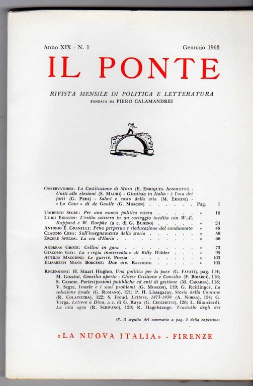 Il Ponte Rivista di dibattito politico e culturale fondata da …