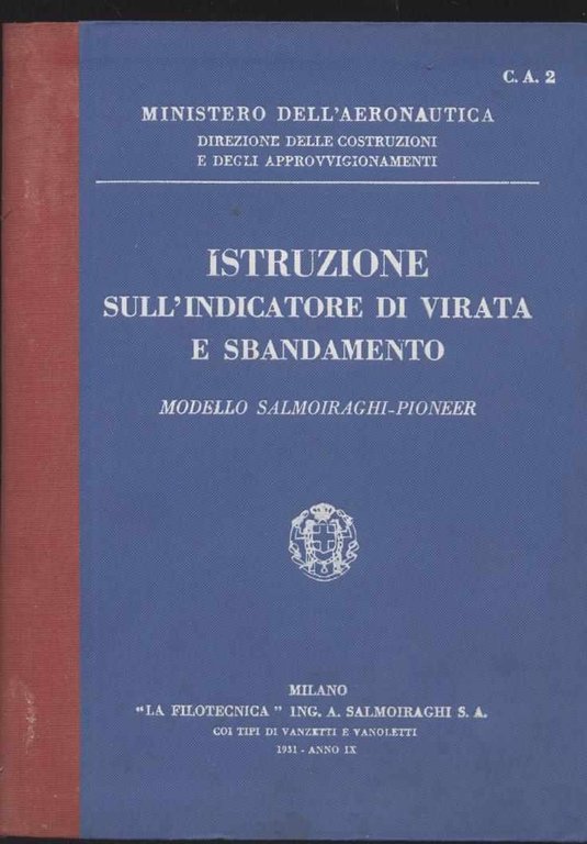 Istruzione sull'indicatore di virata e sbandamento modello Salmoiraghi-Pioneer - C. …