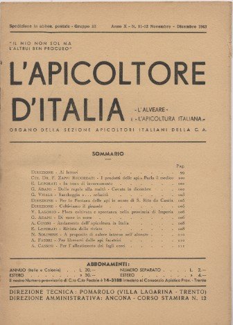 L'apicoltore d'Italia - Organo della sezione apicoltori italiani della C. …