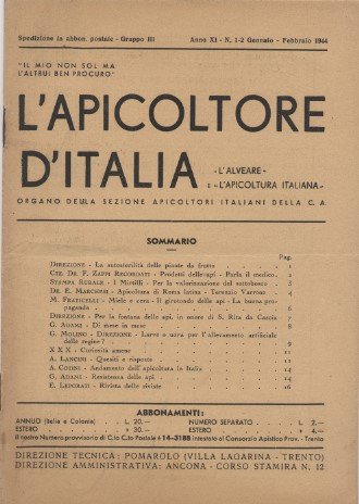 L'apicoltore d'Italia - Organo della sezione apicoltori italiani della C. …