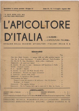 L'apicoltore d'Italia - Organo della sezione apicoltori italiani della C. …