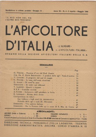 L'apicoltore d'Italia - Organo della sezione apicoltori italiani della C. …