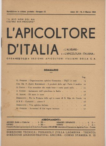 L'apicoltore d'Italia - Organo della sezione apicoltori italiani della C. …