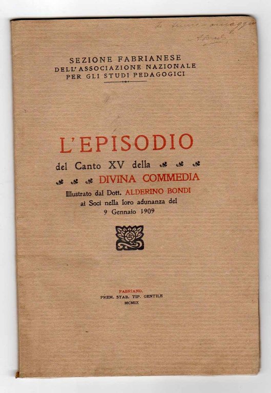 L'episodio del Canto XV della Divina Commedia illustrato dal Dott. …