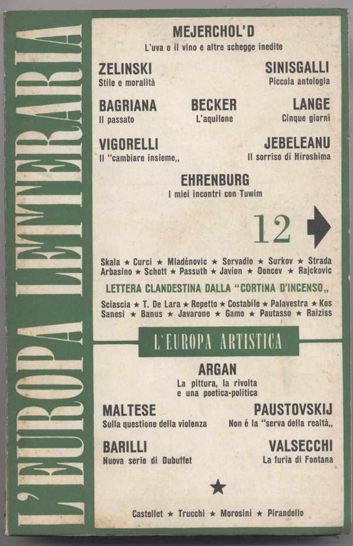 l'Europa letteraria - Rivista bimestrale dicembre 1961 Anno II n. …