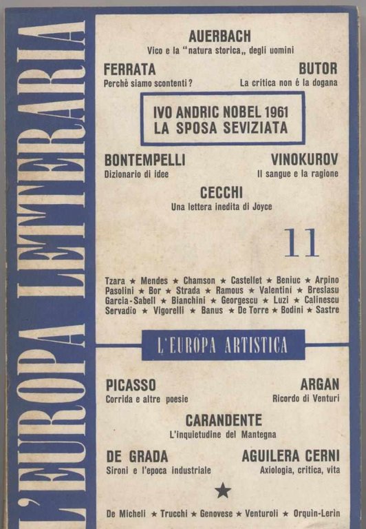 l'Europa letteraria - Rivista bimestrale ottobre 1961 Anno II n. …