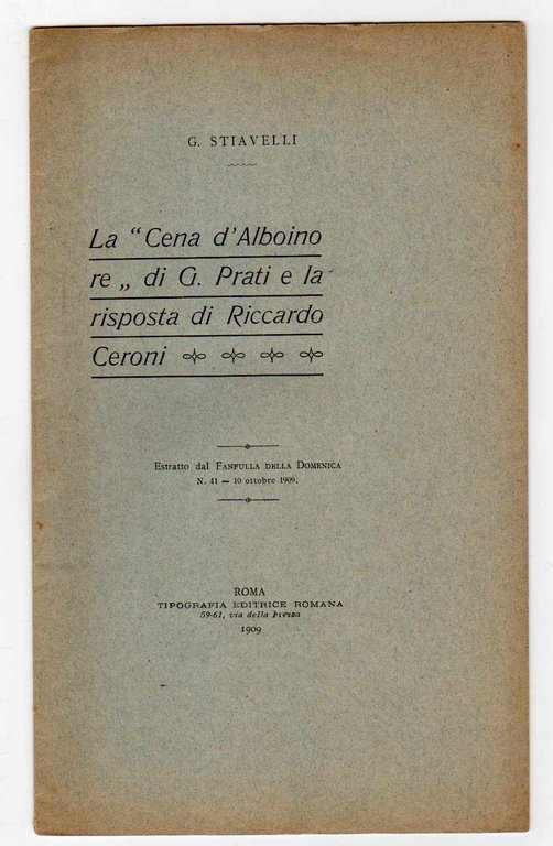 La "Cena d'Alboino" di G. Prati e la risposta di …