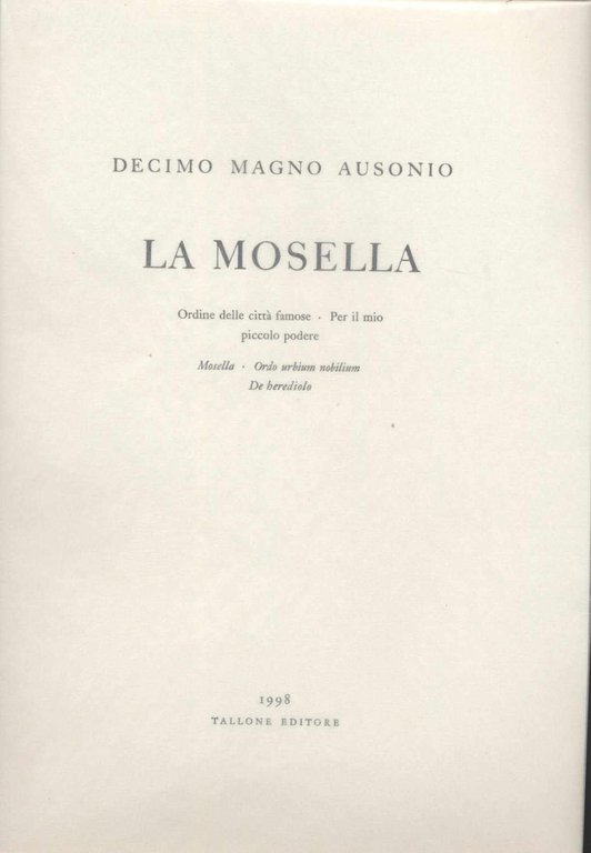 La Mosella - Ordine delle città famose - Per il …