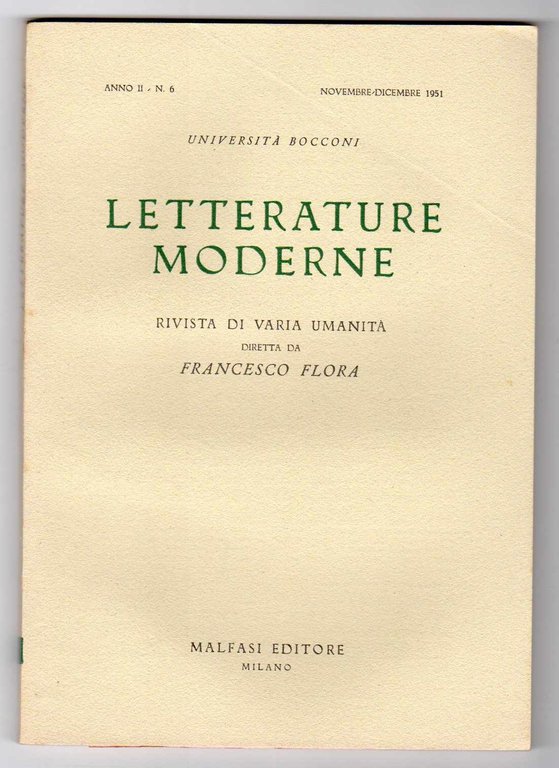 Letterature moderne Rivista di varia umanità diretta da Francesco Flora …