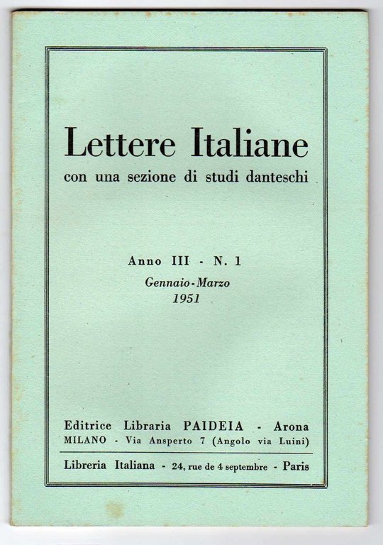 Lettere Italiane con una sezione di studi danteschi - Annata …