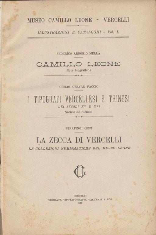 Museo Camillo Leone Illustrazione e cataloghi - Vol. I - …