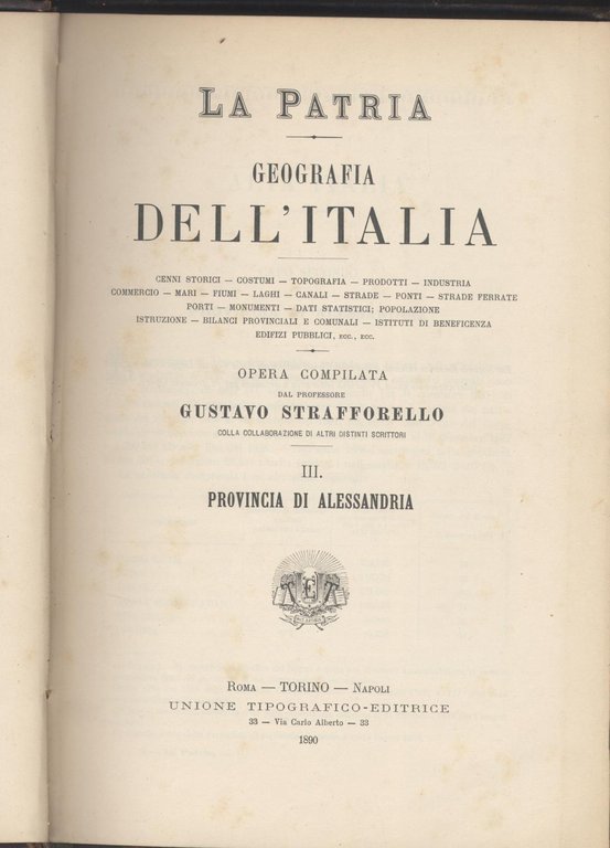 Provincia di Alessandria - La Patria Geografia dell'Italia