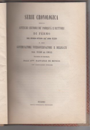 Serie cronologica degli antichi signori de' podestà e rettori di … | Immagine principale
