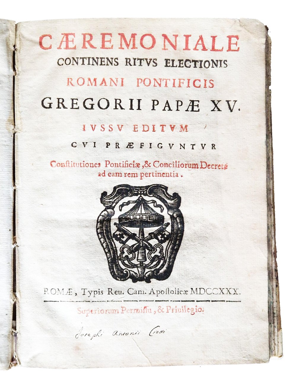 [1.]: Caeremoniale continens ritus electionis Romani Pontificis Gregorii Papae XV. … | Immagine principale