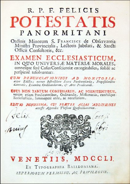 R. p. f. Felicis Potestatis panormitani […] examen ecclesiasticum, in …