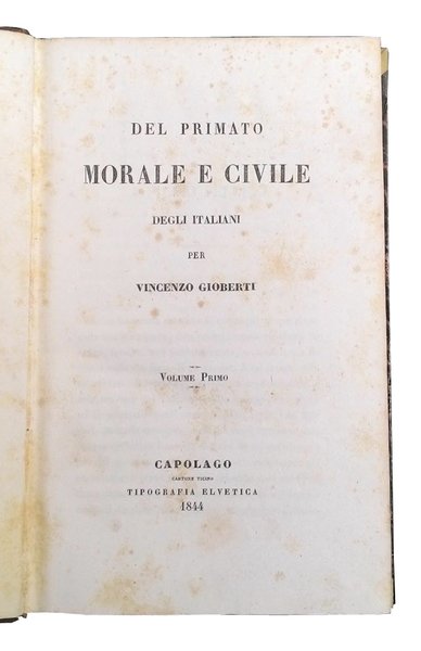 Del primato morale e civile degli italiani per Vincenzo Gioberti.