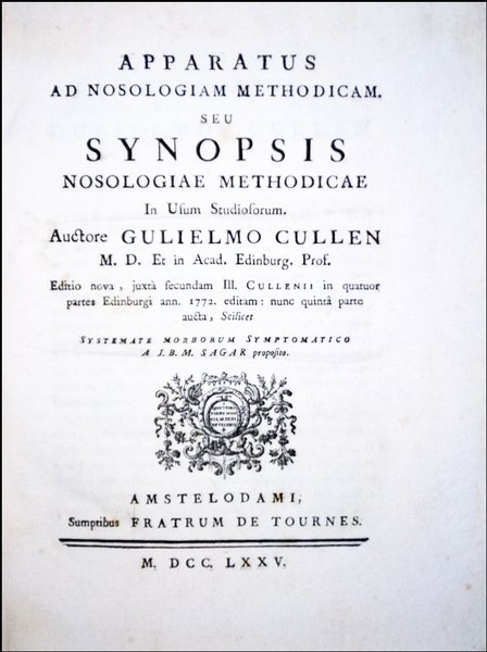 Apparatus ad nosologiam methodicam, seu Synopsis nosologiae methodicas in usum …