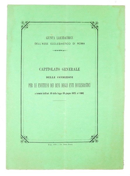 Capitolato generale delle condizioni per le enfiteusi dei beni degli …