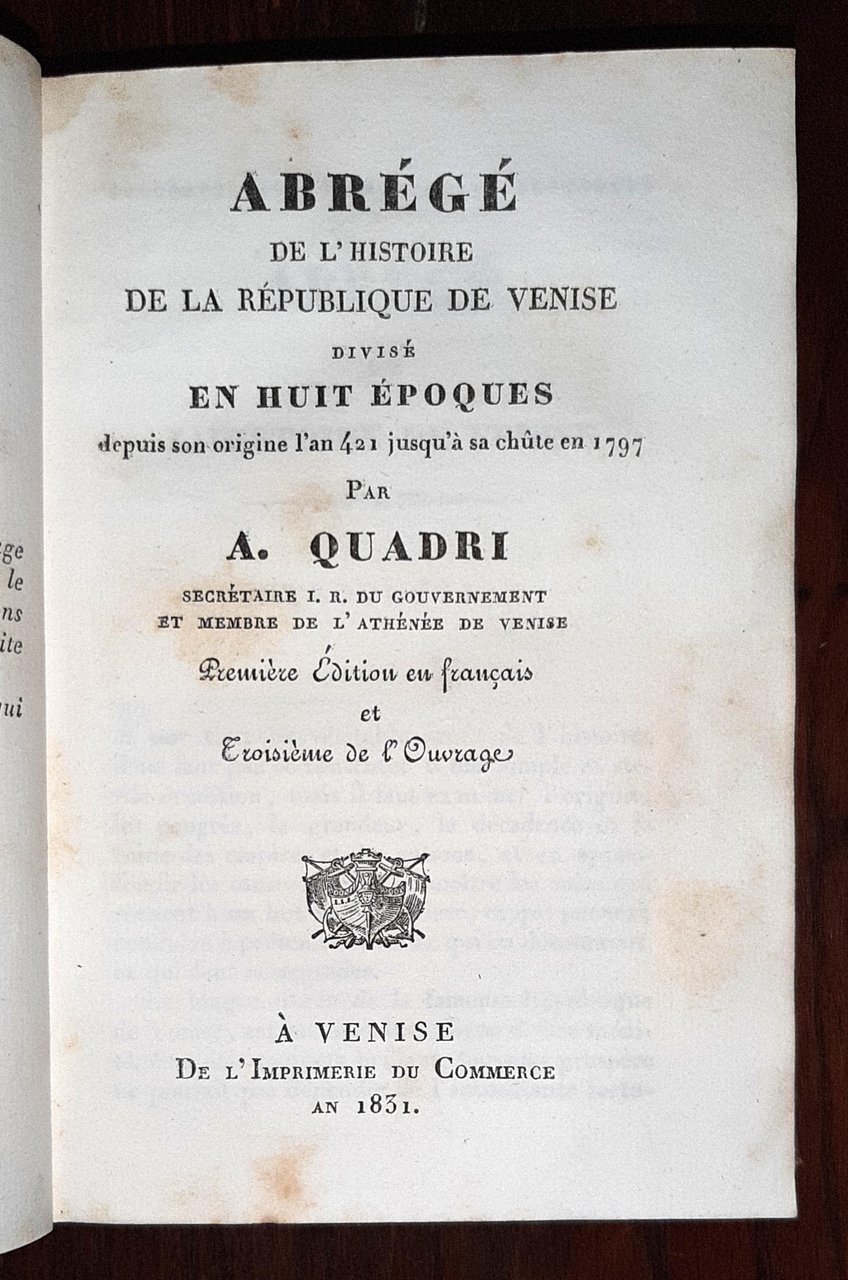 Abre?ge? de l'histoire de la re?publique de Venise divise? en … | Immagine principale