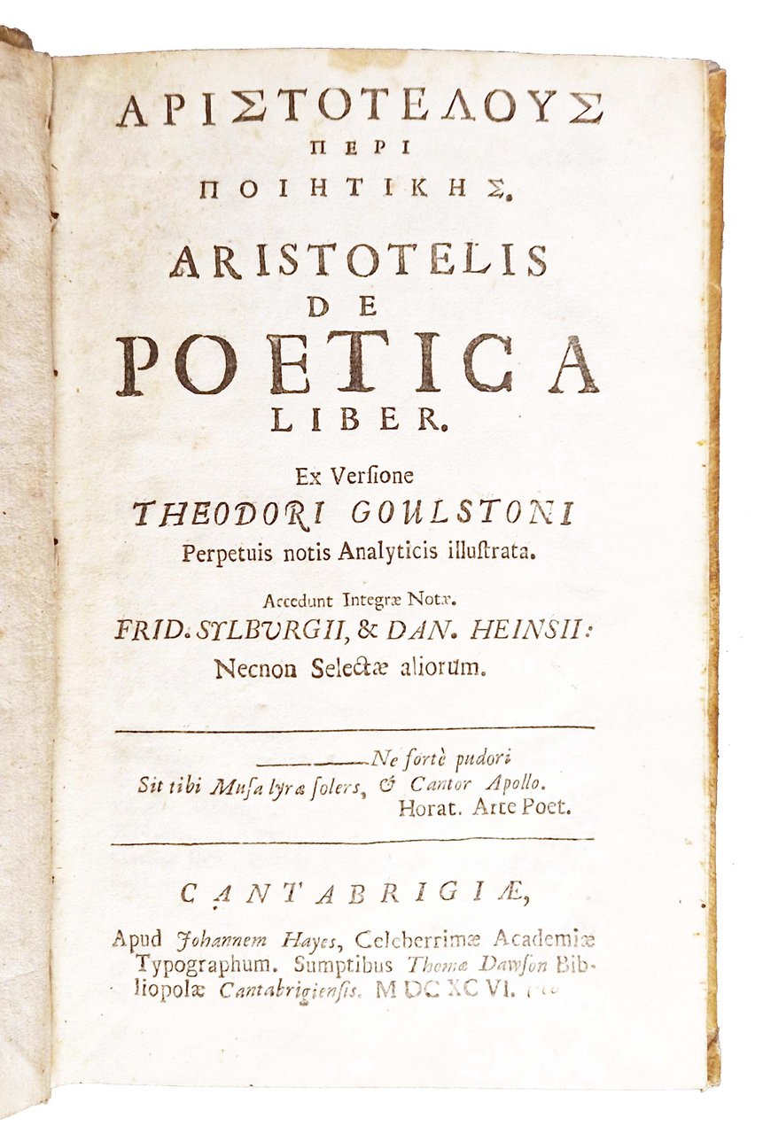 Aristotelous Peri poetikes. Aristotelis De poetica liber. Ex versione Theodori … | Immagine principale