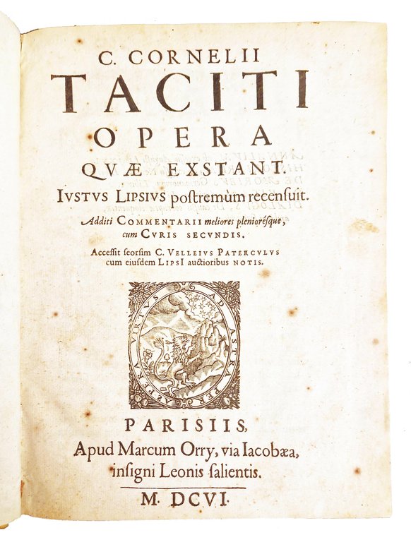 C. Cornelii Taciti Opera quae exstant. Iustus Lipsius postremum recensuit. … | Immagine Gallery 1