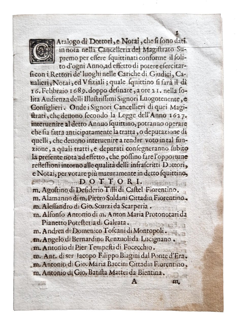 Catalogo di dottori, e notai, che si sono dati in … | Immagine principale
