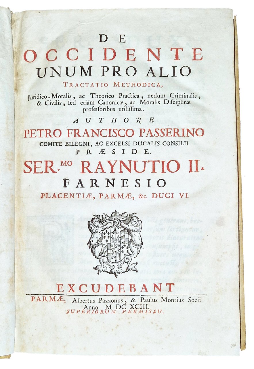 De occidente unum pro alio tractatio methodica, juridico-moralis, ac theorico-practica, … | Immagine principale