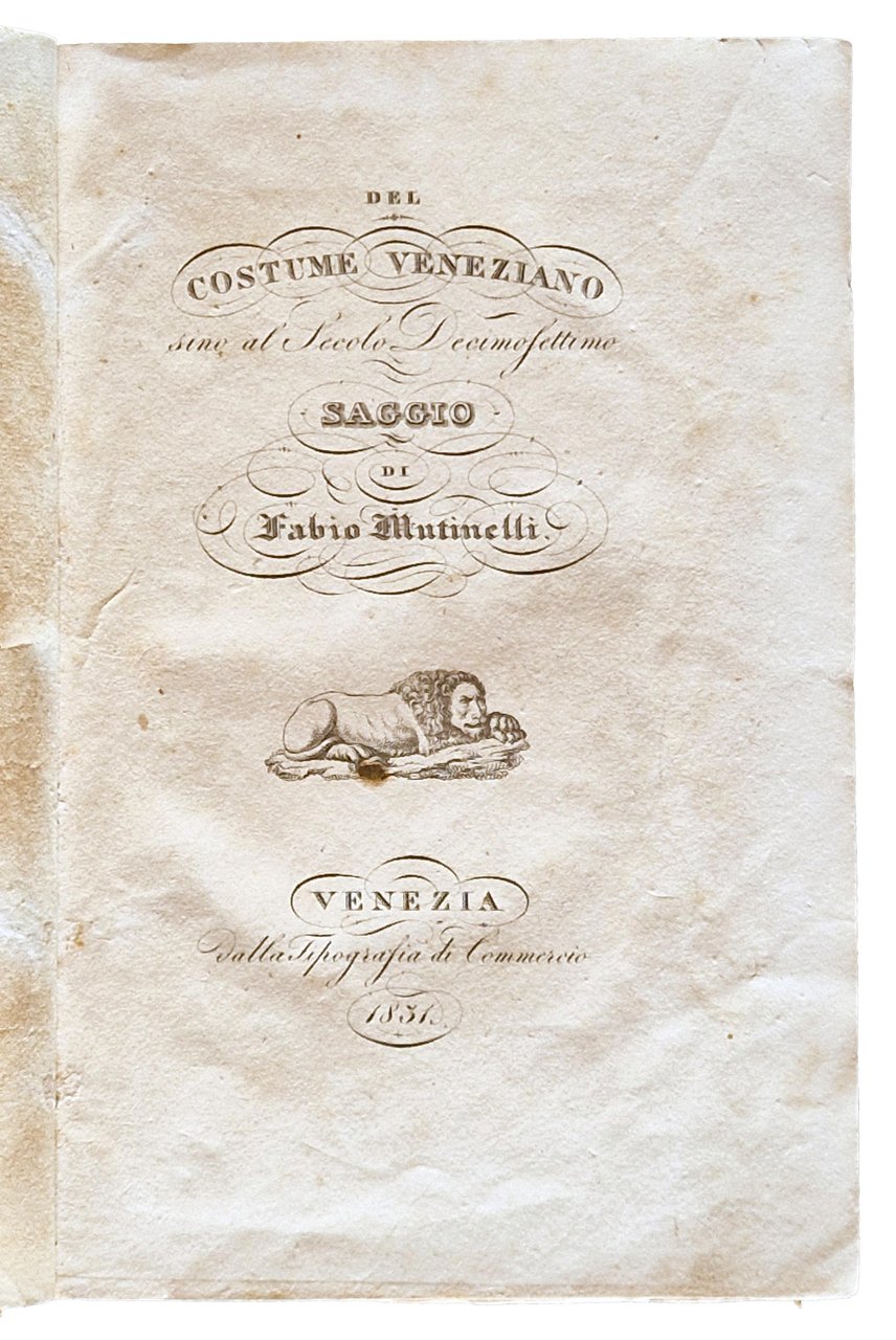 Del costume veneziano sino al secolo decimosettimo. Saggio di Fabio … | Immagine principale