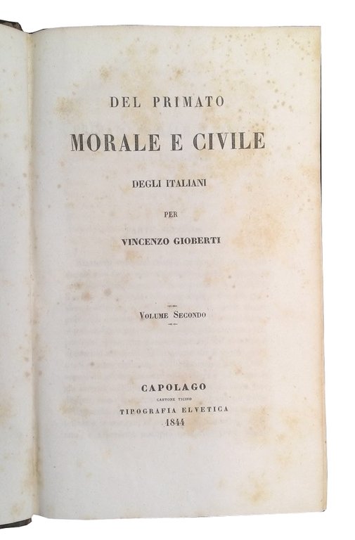 Del primato morale e civile degli italiani per Vincenzo Gioberti.