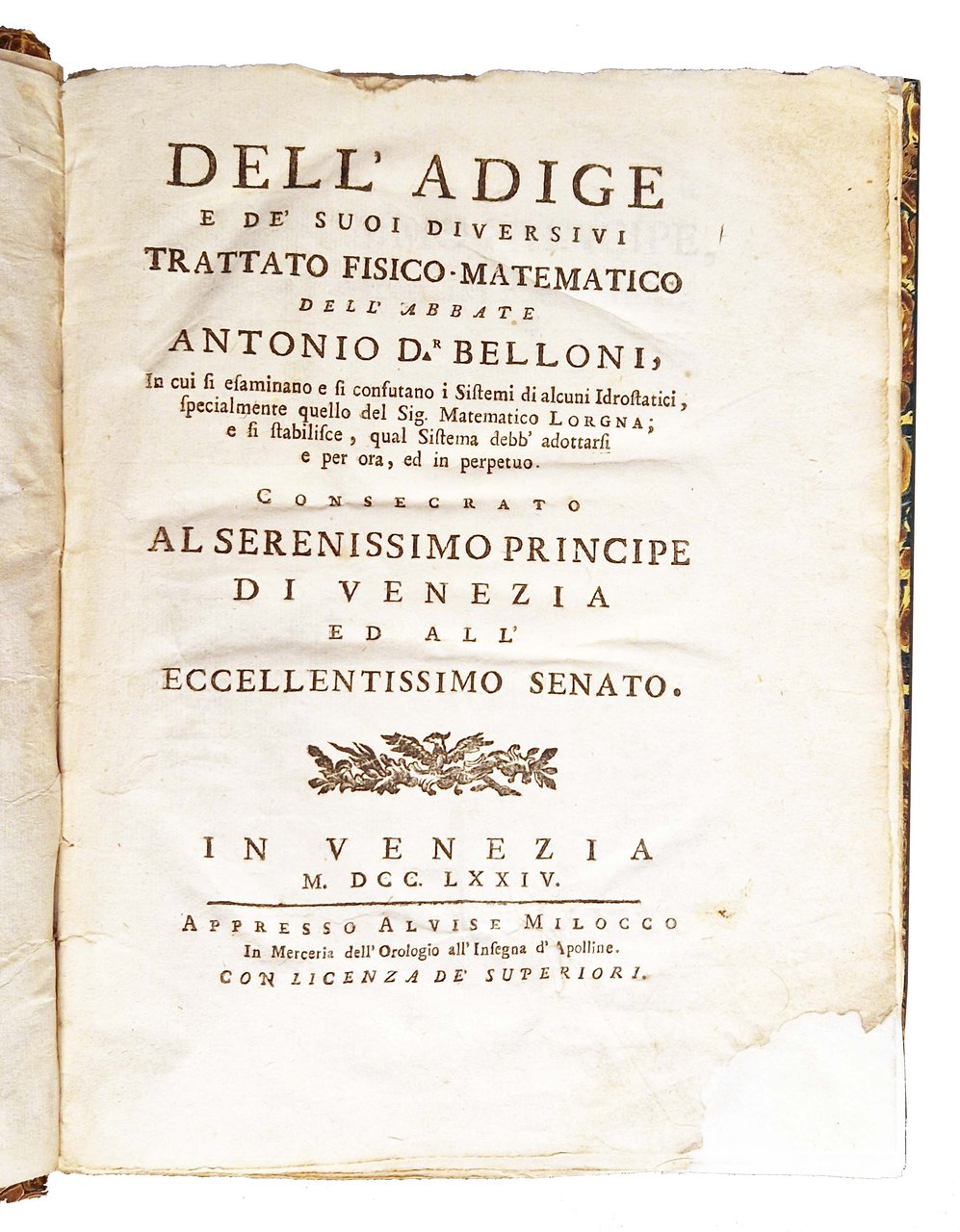 Dell'Adige e de' suoi diversivi trattato fisico-matematico dell'abbate Antonio D. … | Immagine principale