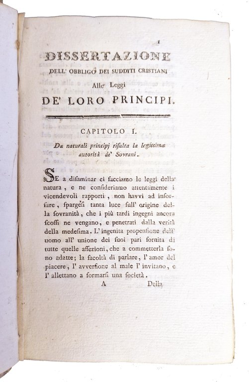 Dell'obbligo de' sudditi cristiani alle leggi de' loro principi dissertazione …