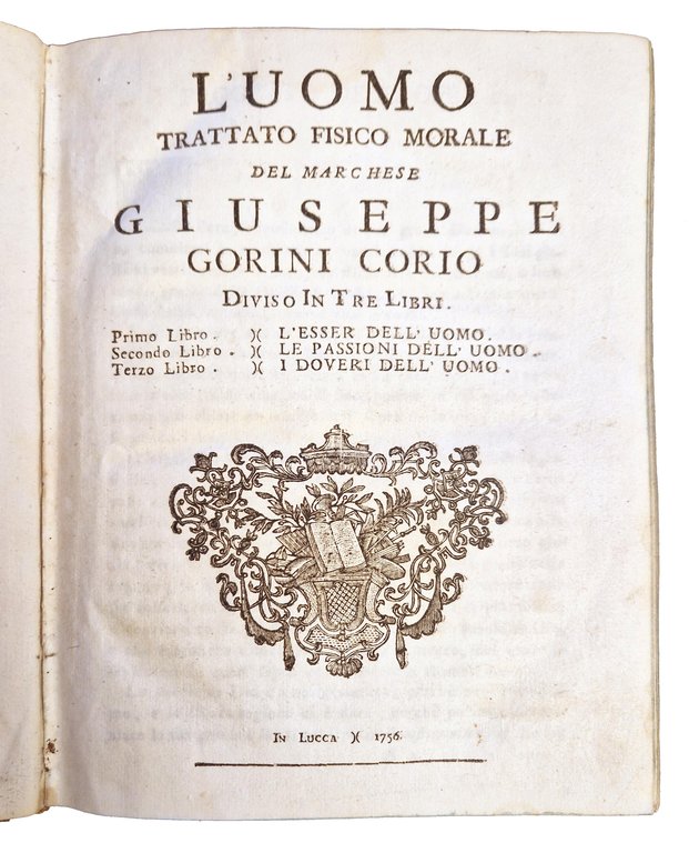 L’uomo, trattato fisico morale del marchese Giuseppe Gorini Corio diviso … | Immagine Gallery 1