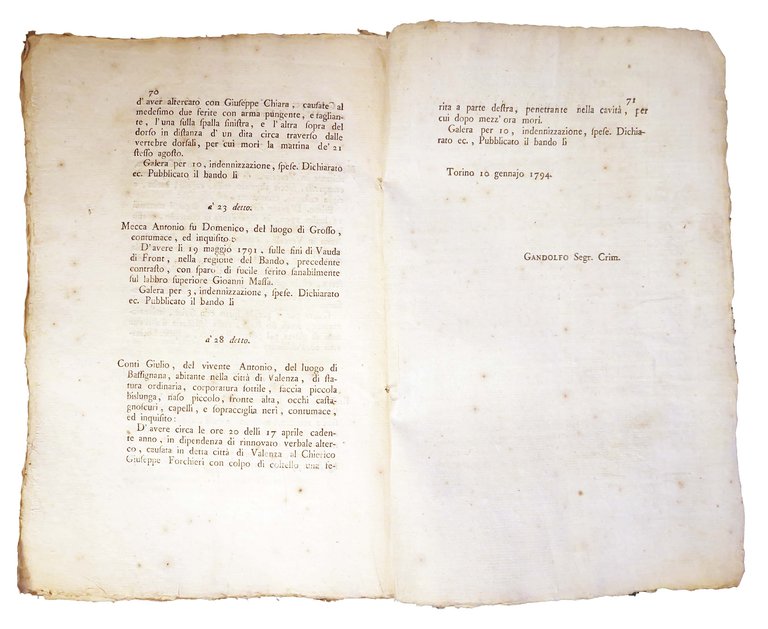 Nota de' banditi che il Senato di Piemonte ha fatto … | Immagine Gallery 5