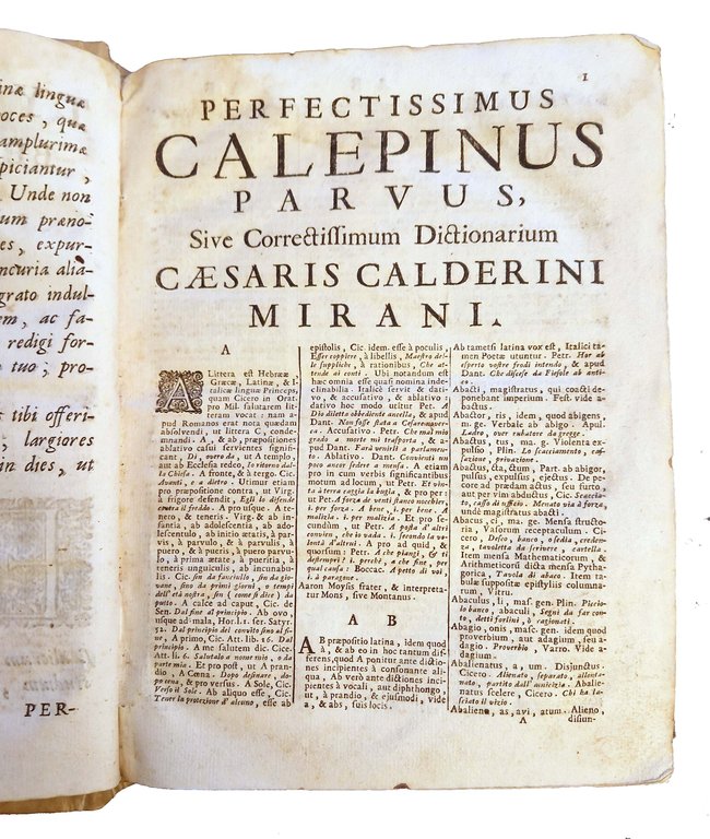 Perfectissimus Calepinus parvus, sive correctissimum dictionarium Caesaris Calderini Mirani, cui …