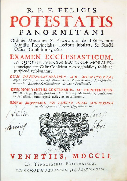 R. p. f. Felicis Potestatis panormitani […] examen ecclesiasticum, in …