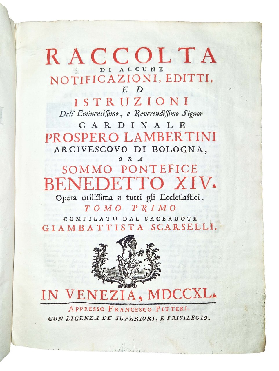 Raccolta di alcune notificazioni, editti, ed istruzioni dell'eminentissimo, e reuerendissimo … | Immagine principale