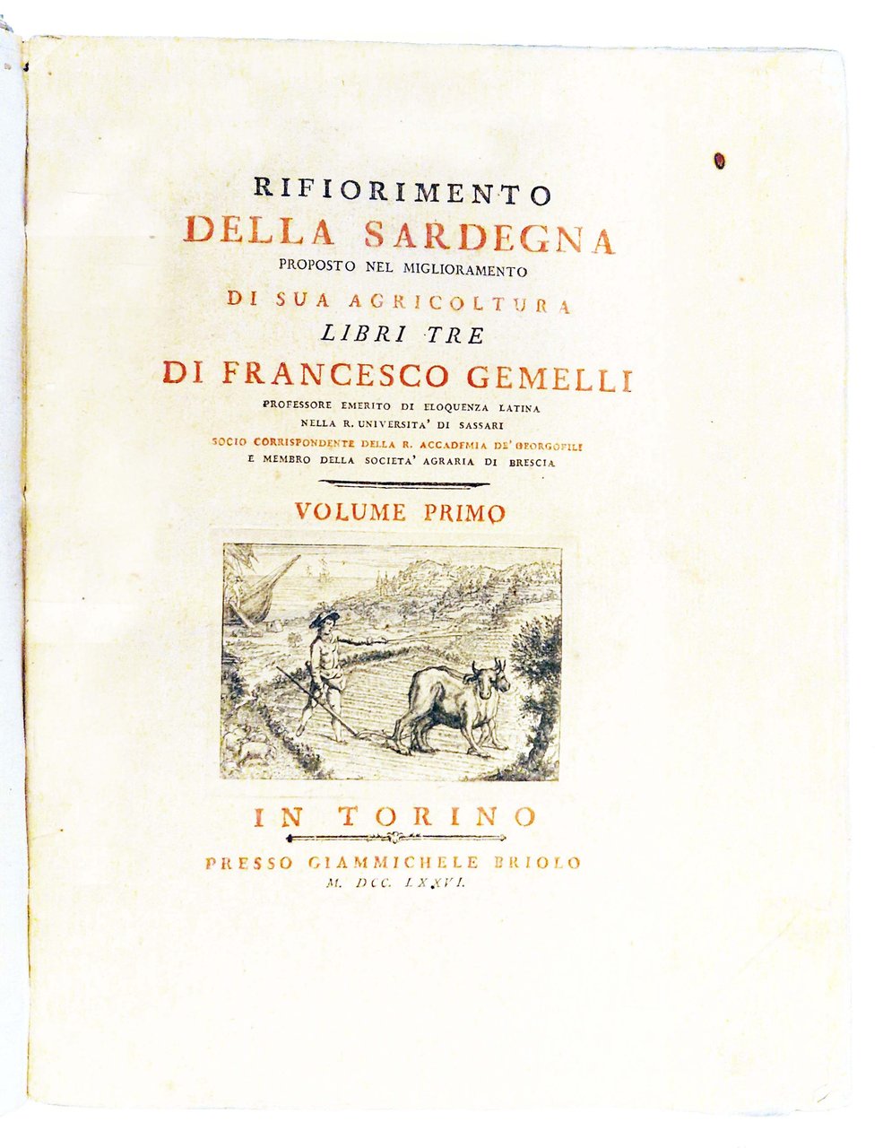 Rifiorimento della Sardegna proposto nel miglioramento di sua agricoltura libri … | Immagine principale