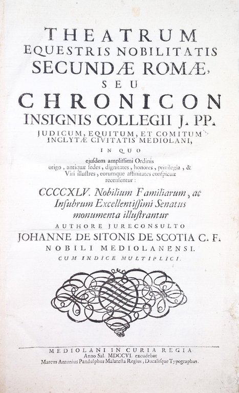 Theatrum equestris nobilitatis secundae Romae, seu Chronicon insignis Collegii J. …