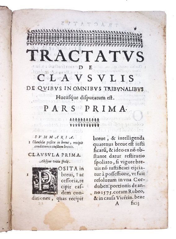 Tractatus de Clausulis de quibus in omnibus Tribunalibus hucusque disputatum …