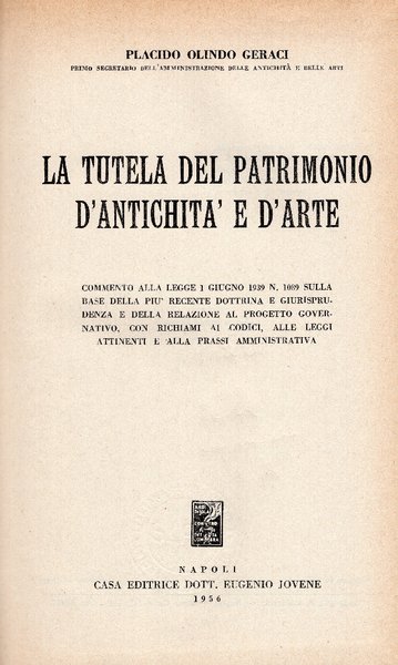 La tutela del patrimonio d'antichità e d'arte | Immagine principale