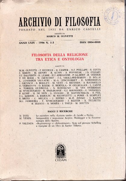 Filosofia della religione tra etica e ontologia. Atti del Convegno …