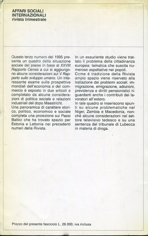 Affari sociali internazional, trimestrale , anno XXIII - n.3, 1995 | Immagine Gallery 2