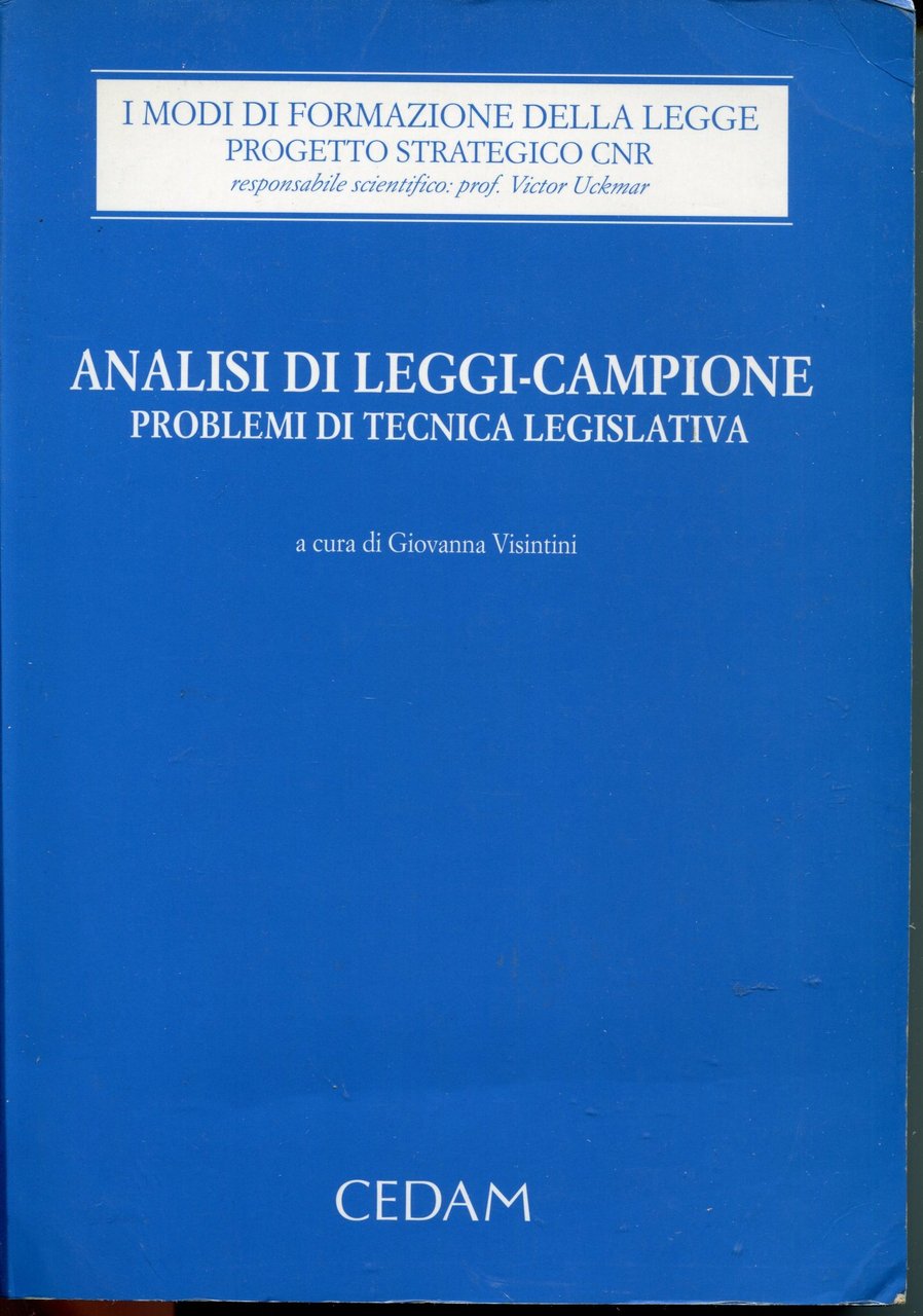 Analisi di leggi-campione, problemi di tecnica legislativa