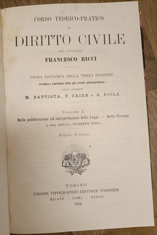 Corso teorico-pratico di diritto civile. Prima ristampa della terza edizione … | Immagine Gallery 2