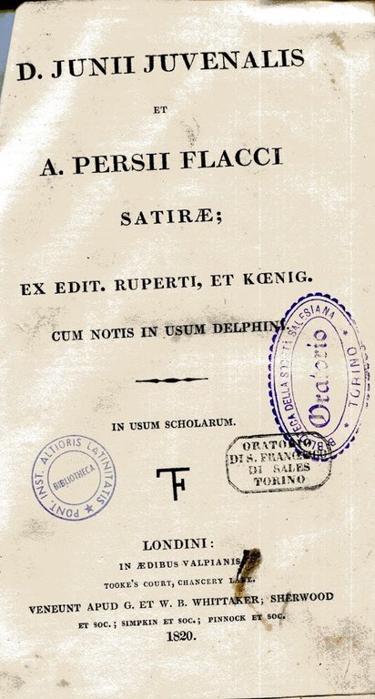 D. Junii Juvenalis et A. Persii Flacci Satirae; ex edit. …