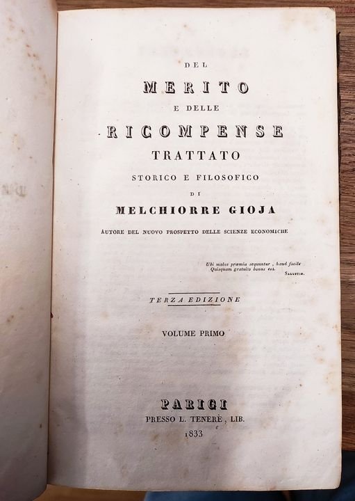 Del merito e delle ricompense : trattato storico e filosofico. …